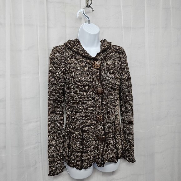 BCBGMaxAzria Cardigan Sweater Hooded Brown Fairy Grunge Cottage S - Picture 4 of 10